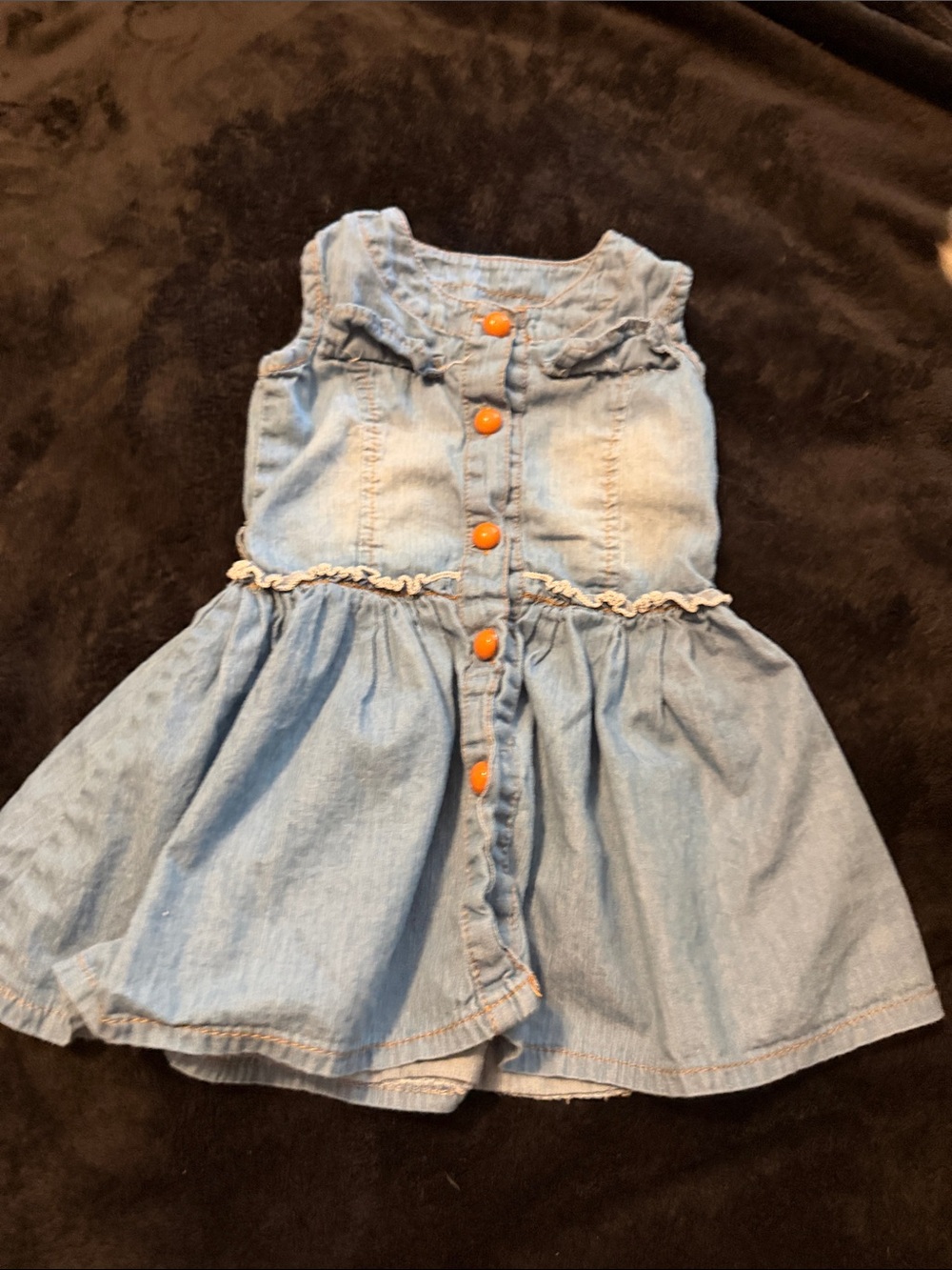 Girls Light Blue Denim Button-Front Casual Dress